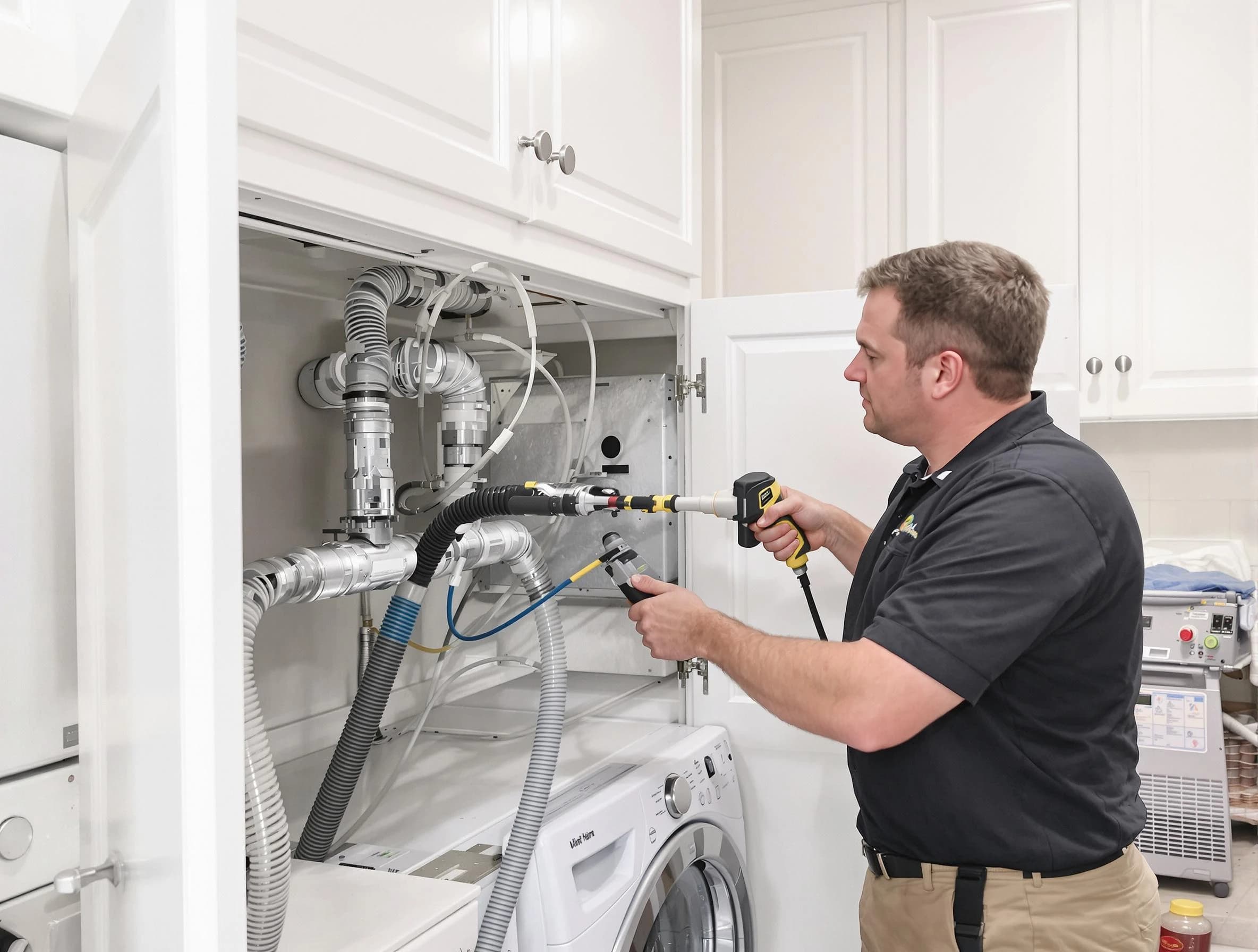 Allison Park Dryer Vent Cleaning professional removing severe blockage from a clogged dryer vent in Allison Park