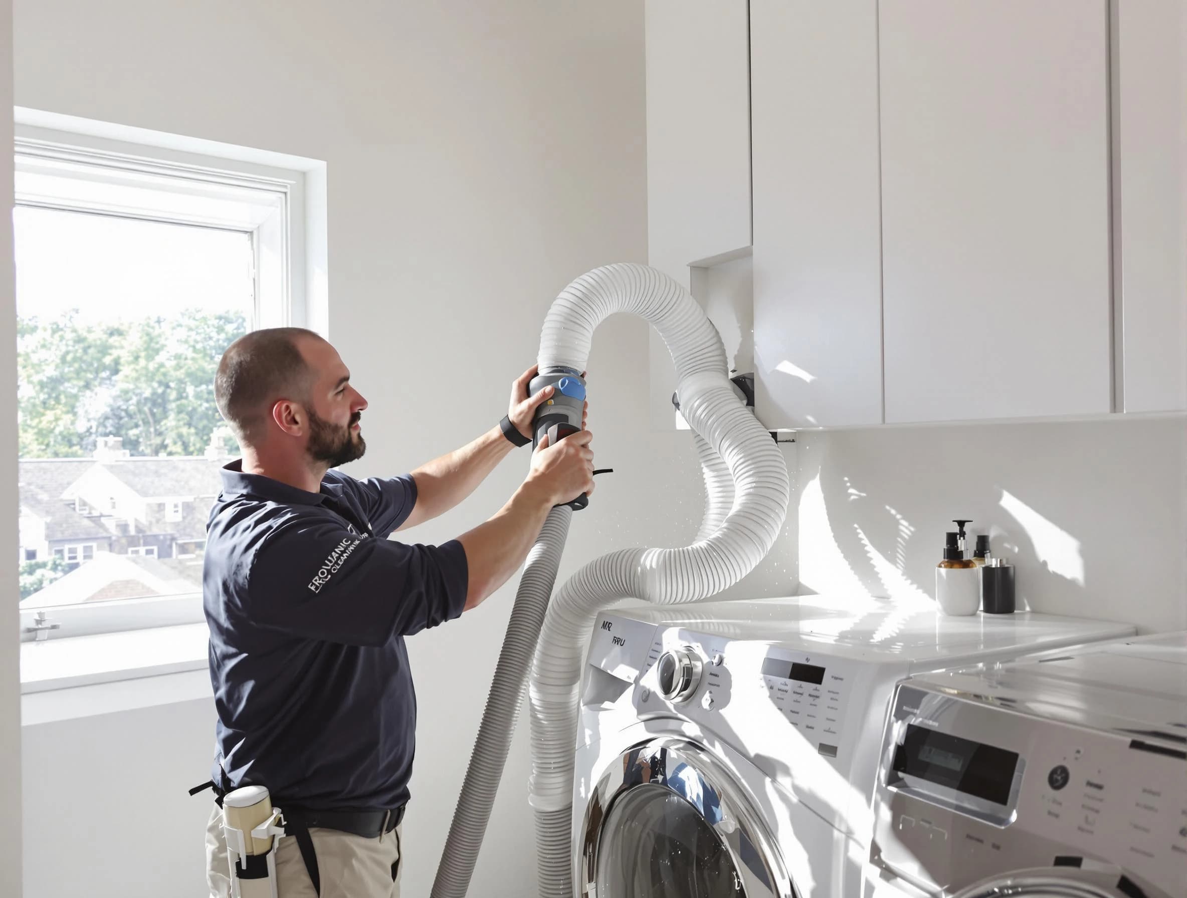 Certified Allison Park Dryer Vent Cleaning technician performing dryer vent cleaning in Allison Park