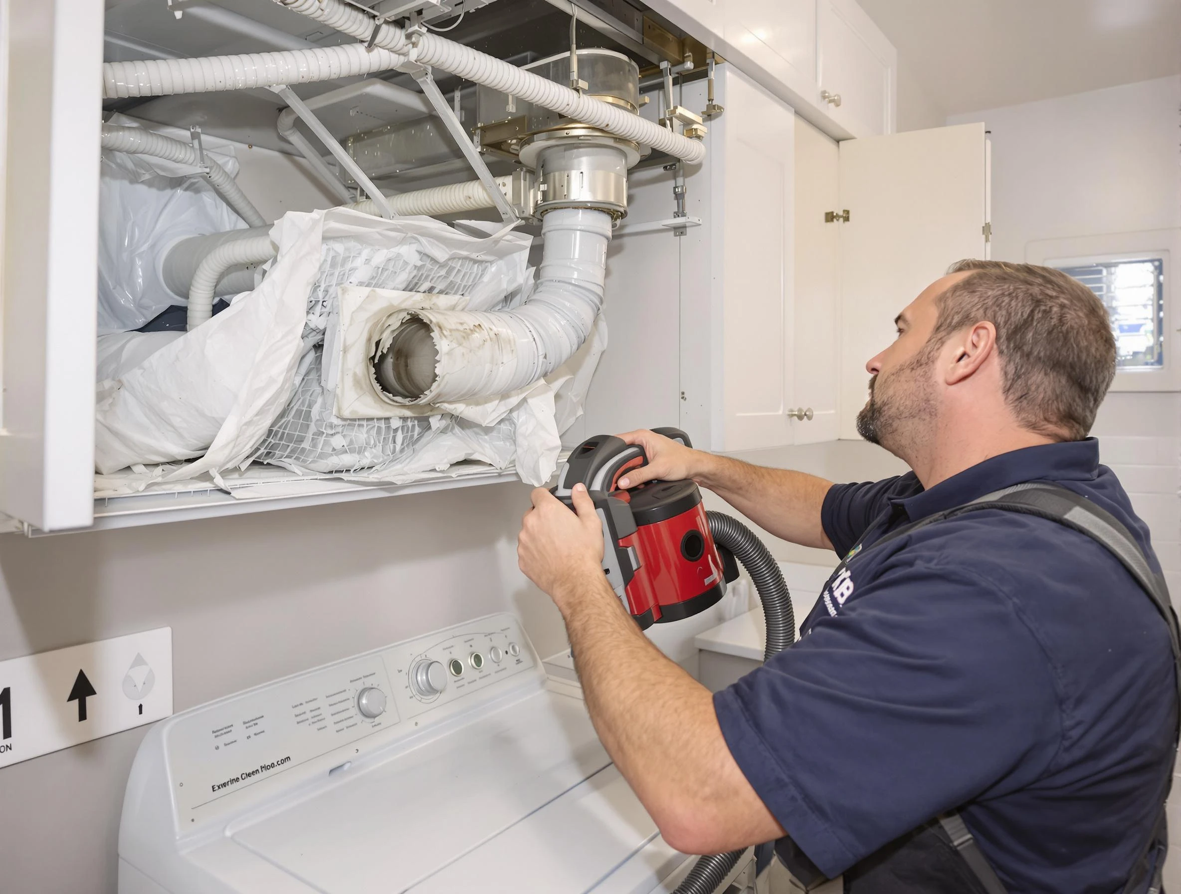 Allison Park Dryer Vent Cleaning technician performing professional exhaust vent cleaning at a residential property in Allison Park